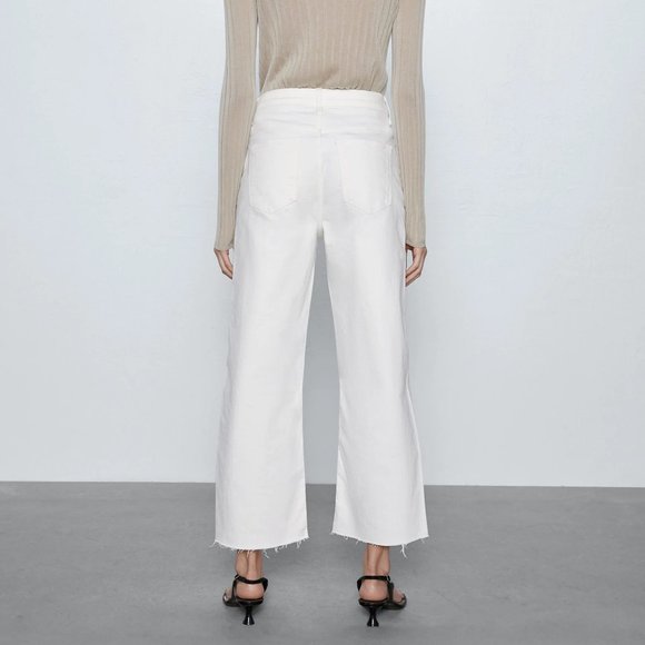 SOLD ❌ ZARA Premiun Denim White Culottes Leg Jeans - Picture 3 of 4
